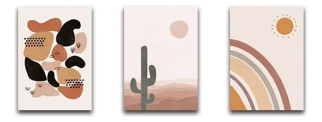 Kit 3 Placas Decorativas Formas Arte E Sol 30x20cm