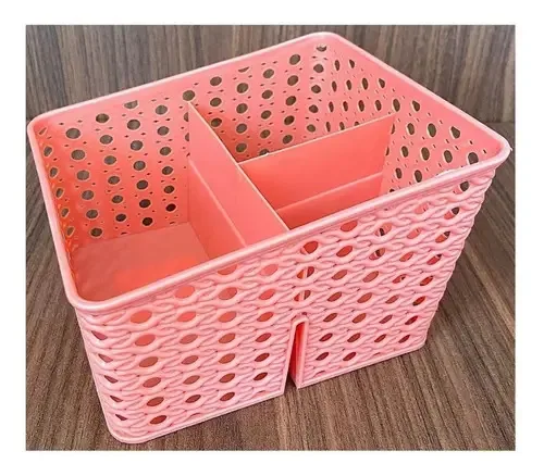 Organizador De Cosméticos Maquiagem Escritório Porta Pincel Cor Terracota
