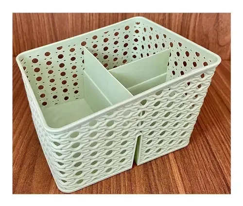 Organizador De Cosméticos Maquiagem Escritório Porta Pincel Cor Verde