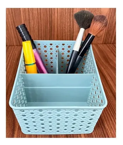 Organizador De Cosméticos Maquiagem Escritório Porta Pincel Cor Azul-claro