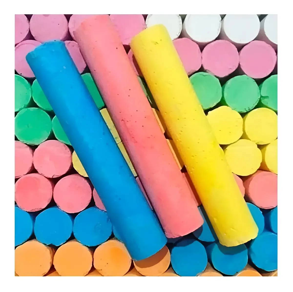 Giz 7 Belo Cilíndrico Plastificado em barra circular kit x 50 unidades - colorido