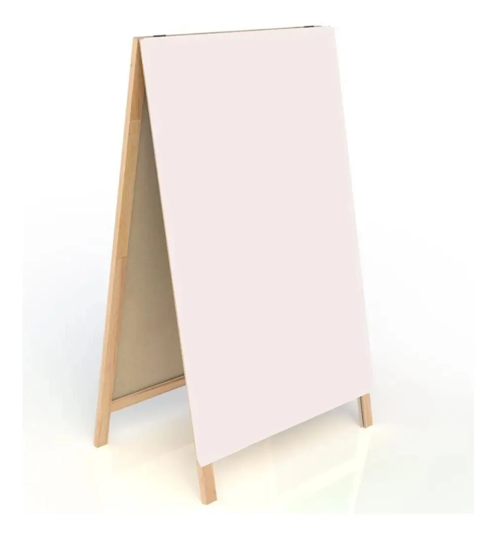 Cavalete Branco Calçada 60x40 Cm Mold. Madeira Dupla Face