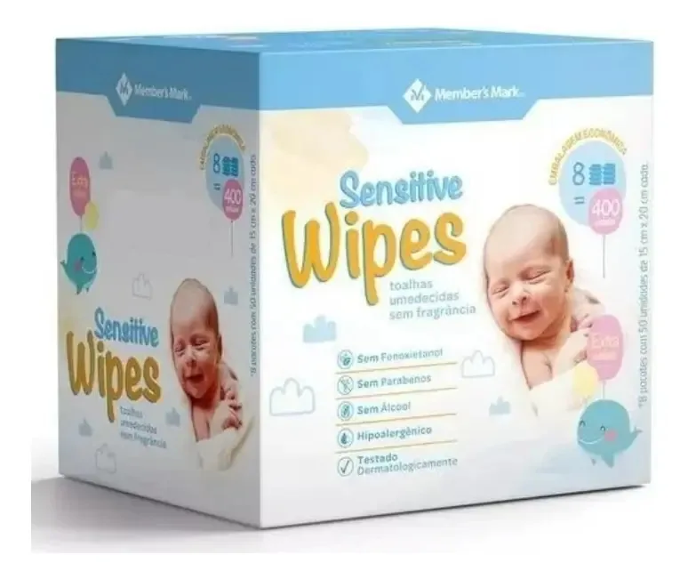 Lenços Umedecidos Baby Wipes S/ Fragrância Caixa C/ 400 Un