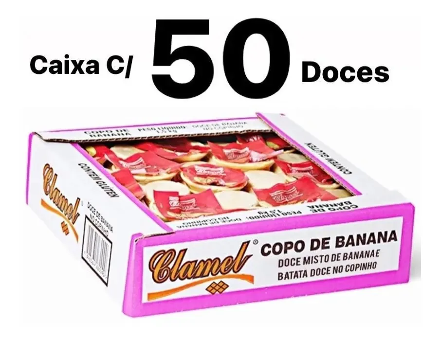 Doce De Banana No Copo Clamel Cx C/50 Doces Cosme E Damião