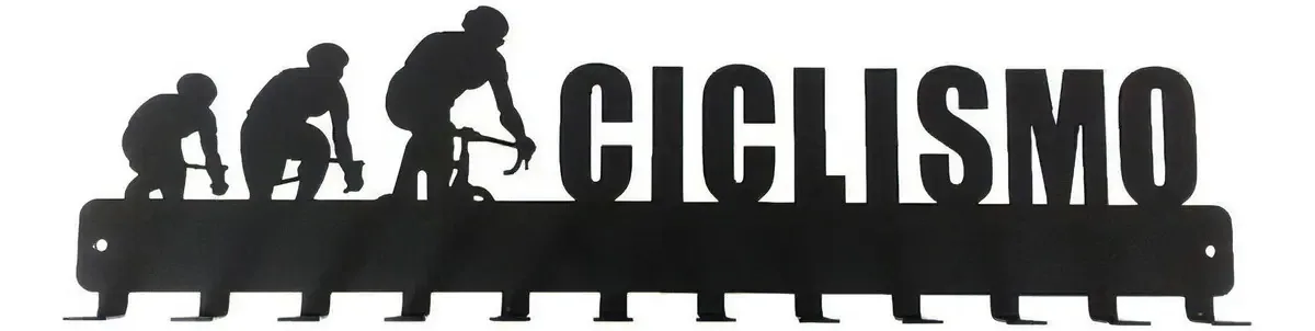Porta Medalhas para Ciclismo em Aço Carbono Preto, com 12 Ganchos