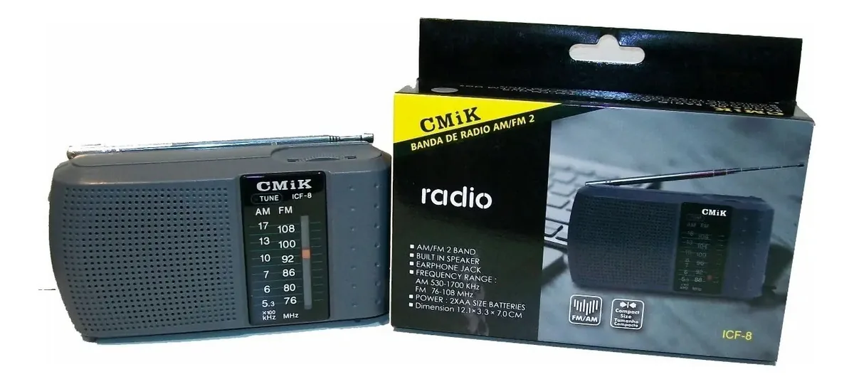Rádio Cmik Icf-8 Am Fm Alimentado por Bateria Cinza
