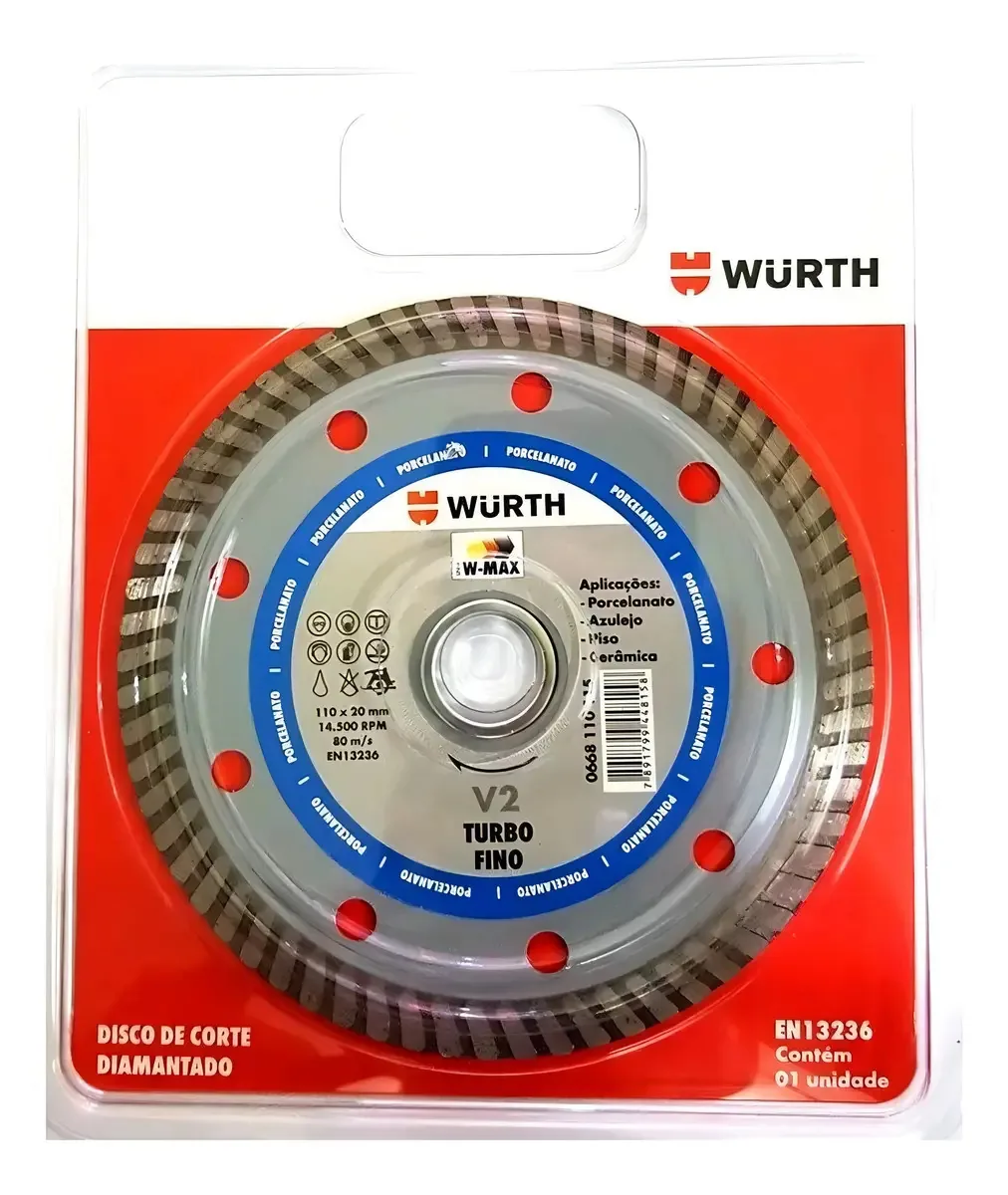 Disco Corte Porcelanato Diamantado 110 Turbo Fino Wurth
