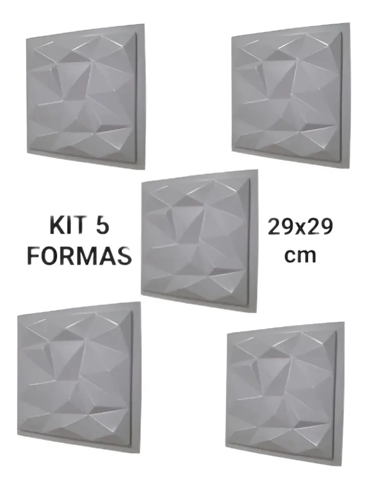 Kit 5 Moldes de Gesso 3D Diamante para Placa 29x29 cm
