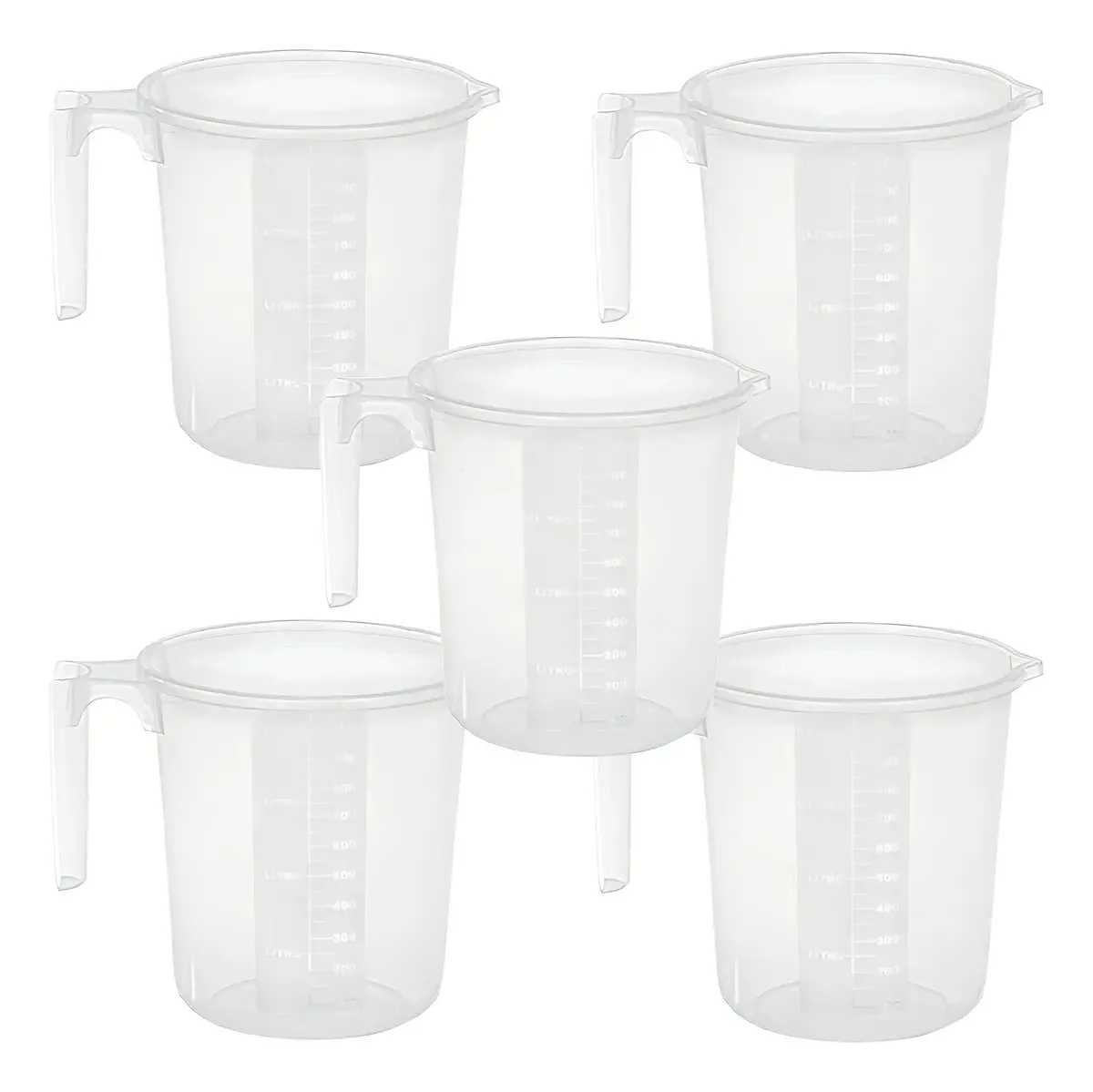 Kit 5 Jarras Medidoras Plastica 1 Litro Graduada Atóxica