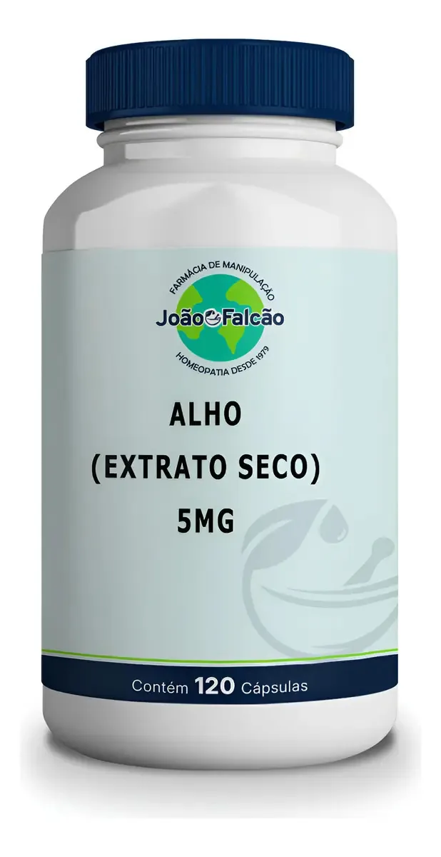 Alho Extrato Seco 5mg 120 Cápsulas Sem Sabor Vegano Farmácia João Falcão