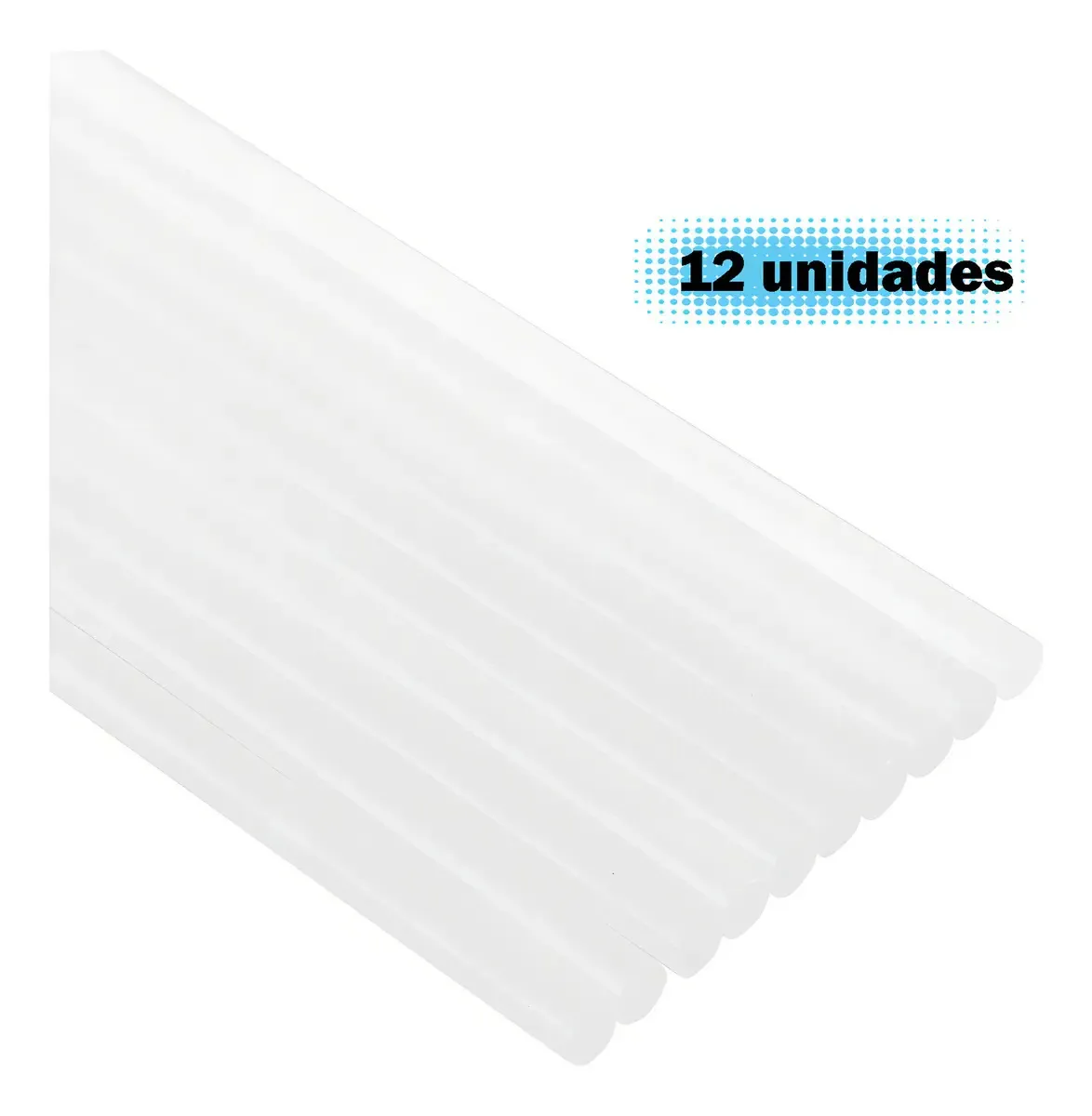 Bastão Cola Quente Transparente 7mm 18cm Refil Com 12 Un