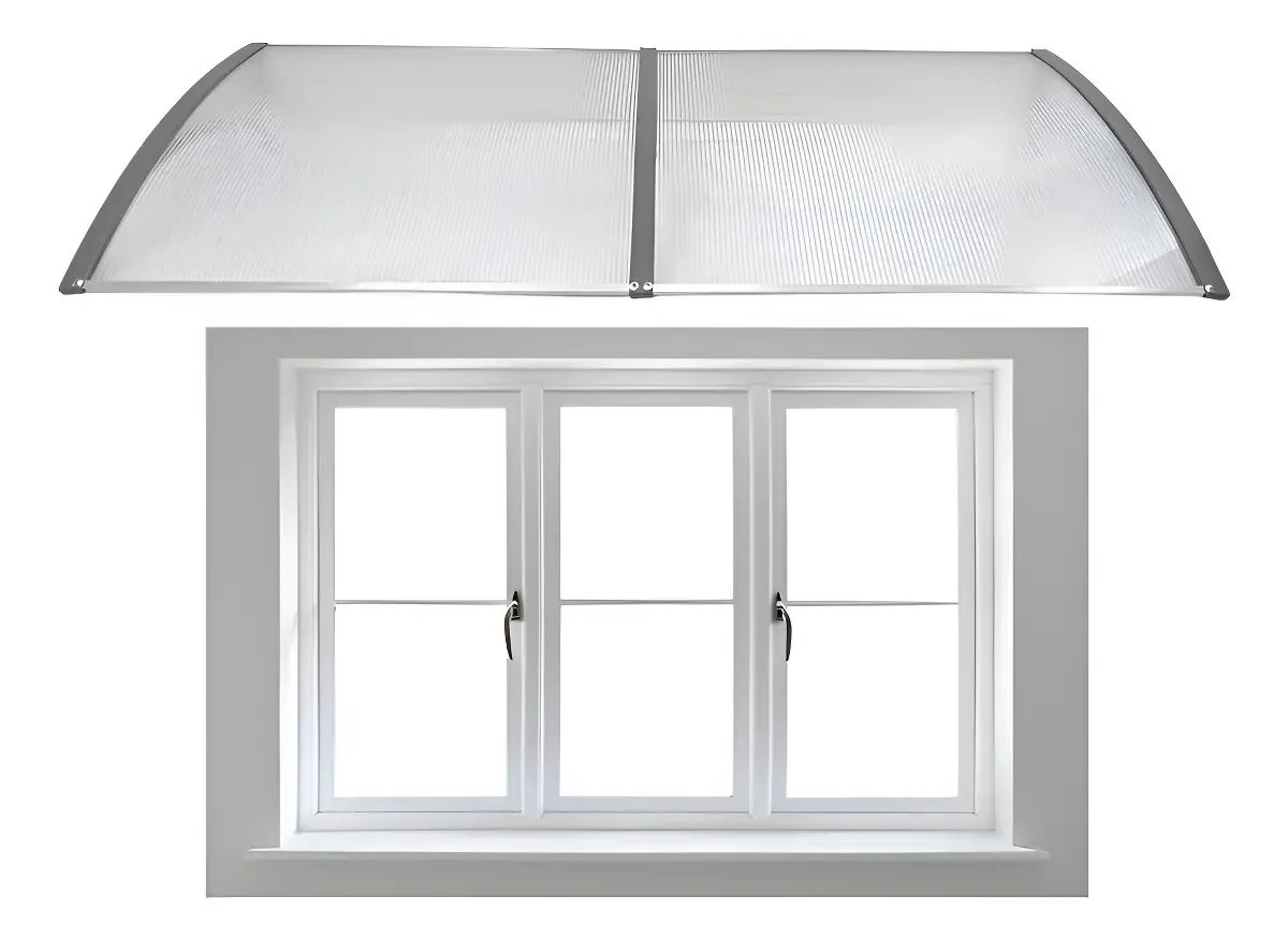 Toldo Policarbonato Cinza 180x50 Portas Janelas Modular Abs Cinza Com Transparente
