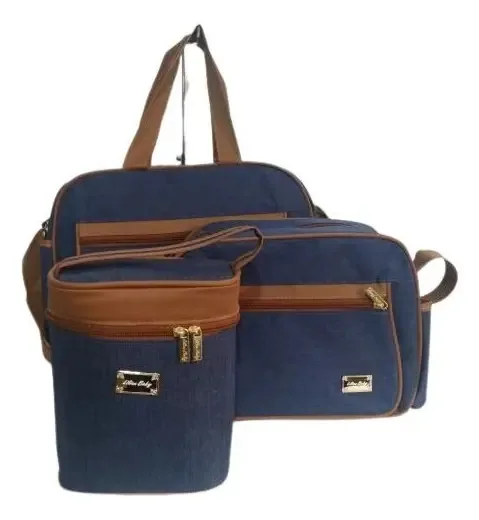 Kit Bolsa Maternidade Porta Mamadeira Top Baby Lilian Baby Cor Marinho