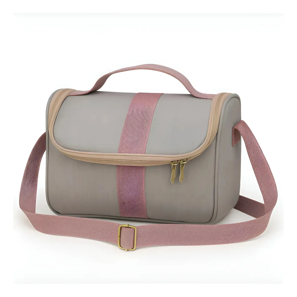 Bolsa Mochila Mamãe Bebê Gestante Grande Térmica Passeio Cor Rosé Desenho Do Tecido Linho