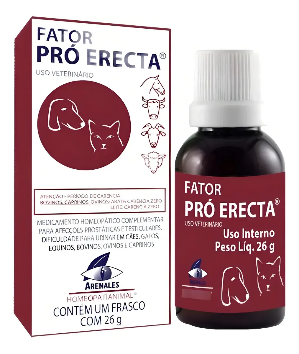 Suplemento Veterinário Arenales Fator Pró Erecta Glóbulos 26g Cães Gatos Equinos Bovinos Ovinos Caprinos