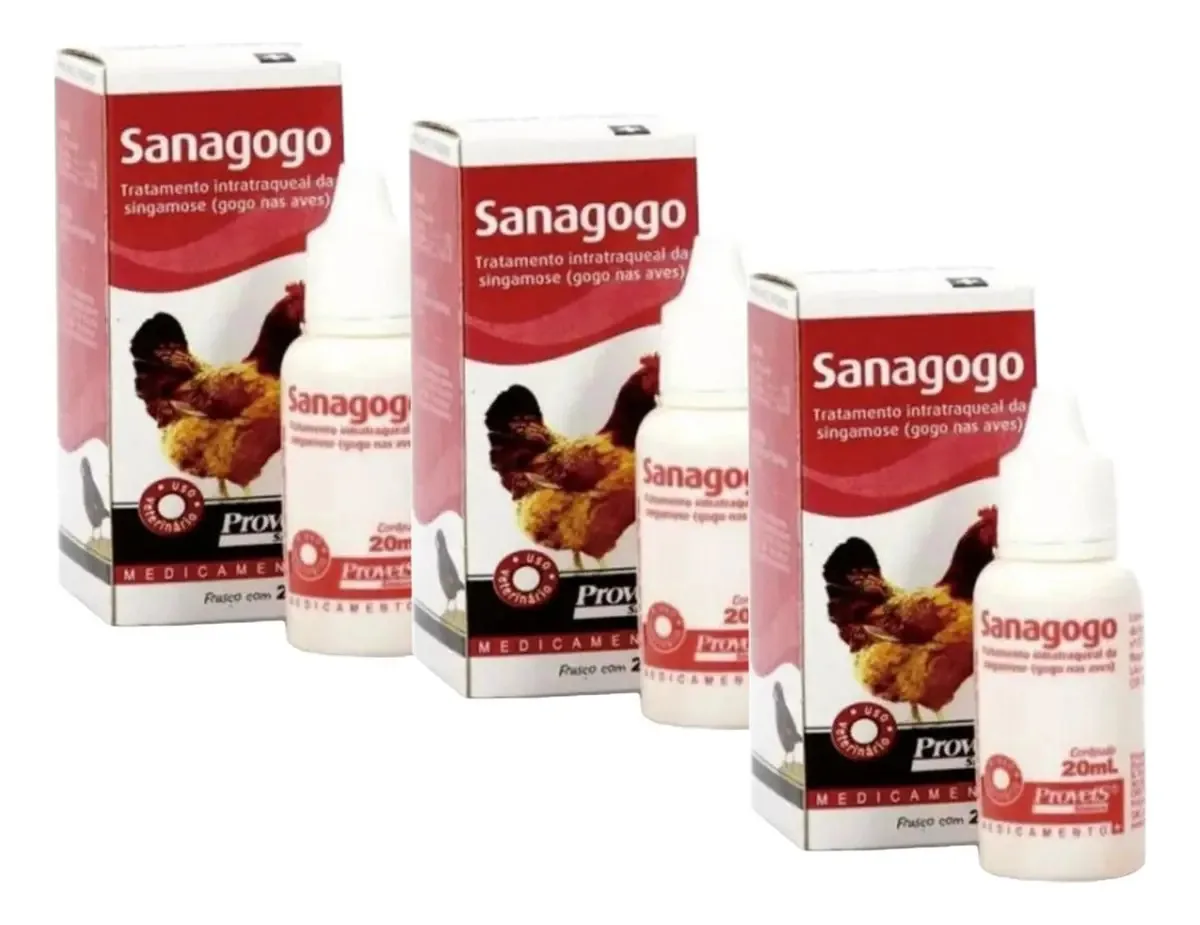 3x Sanagogo 20ml Singamose Gogo Aves Ornamentais/ Domesticos