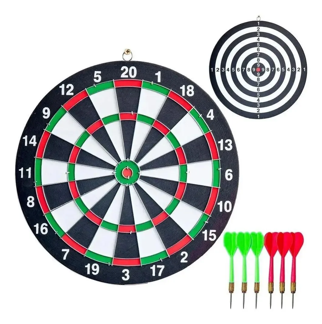 Jogo De Dardos Com Alvo Dupla Face Tabuleiro 40cm 6 Dardos