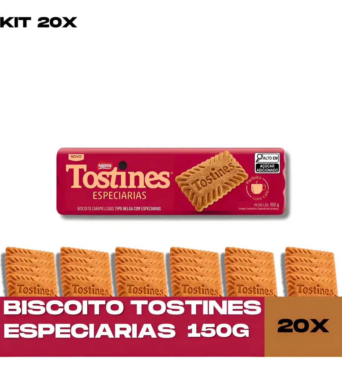 Kit 20 Biscoitos Especiarias Tostines Belga 150g