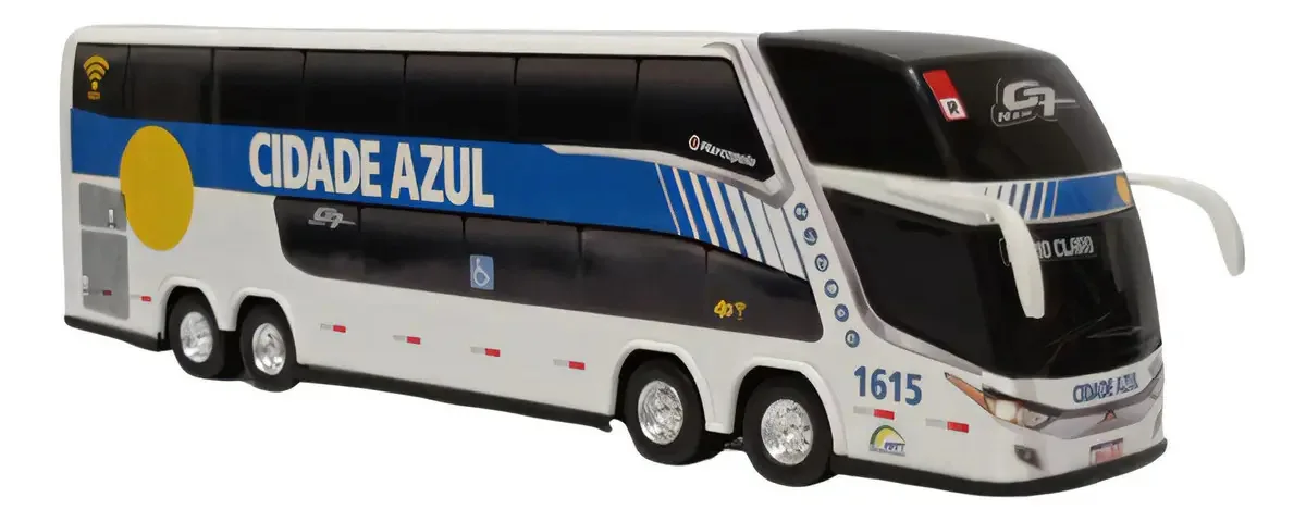 Brinquedo Em Miniatura Ônibus Cidade Azul 2 Andares