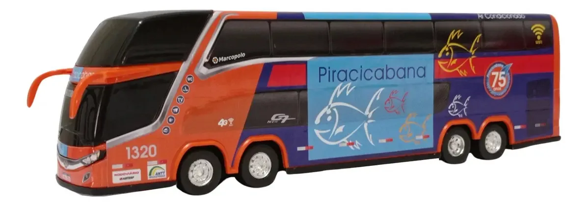Brinquedo Ônibus Piracicabana 2 Andares 30cm