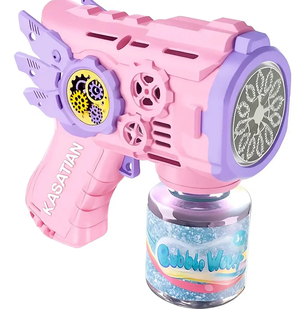 Pistola Lança Bolhas de Sabão Kasatian Arminha com Luz Rosa