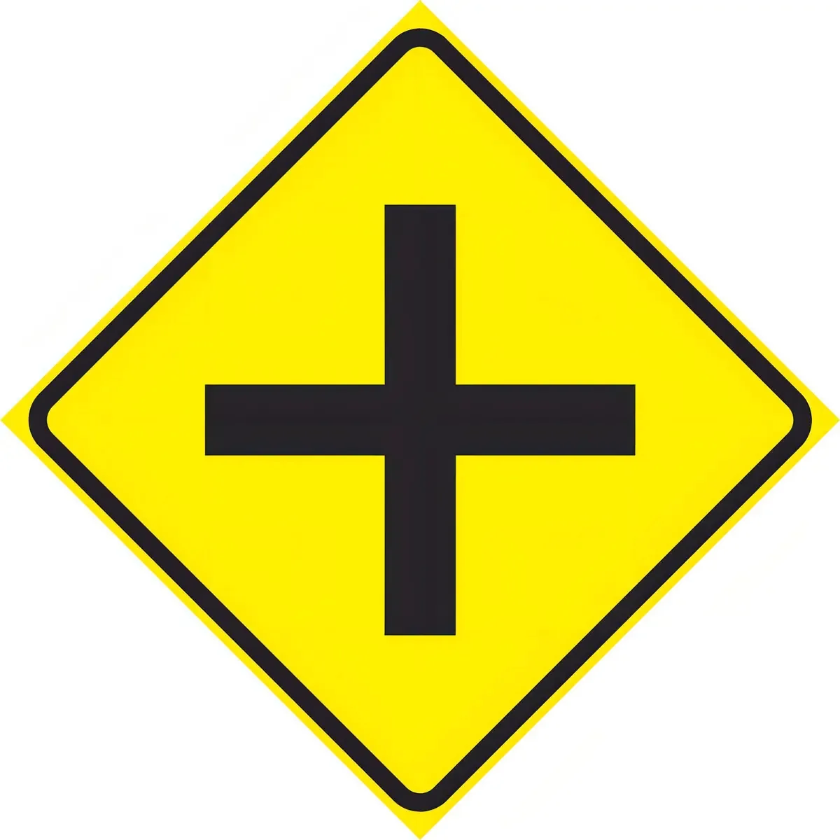 Placa De Transito 60x60cm A-6 Cruzamento De Vias