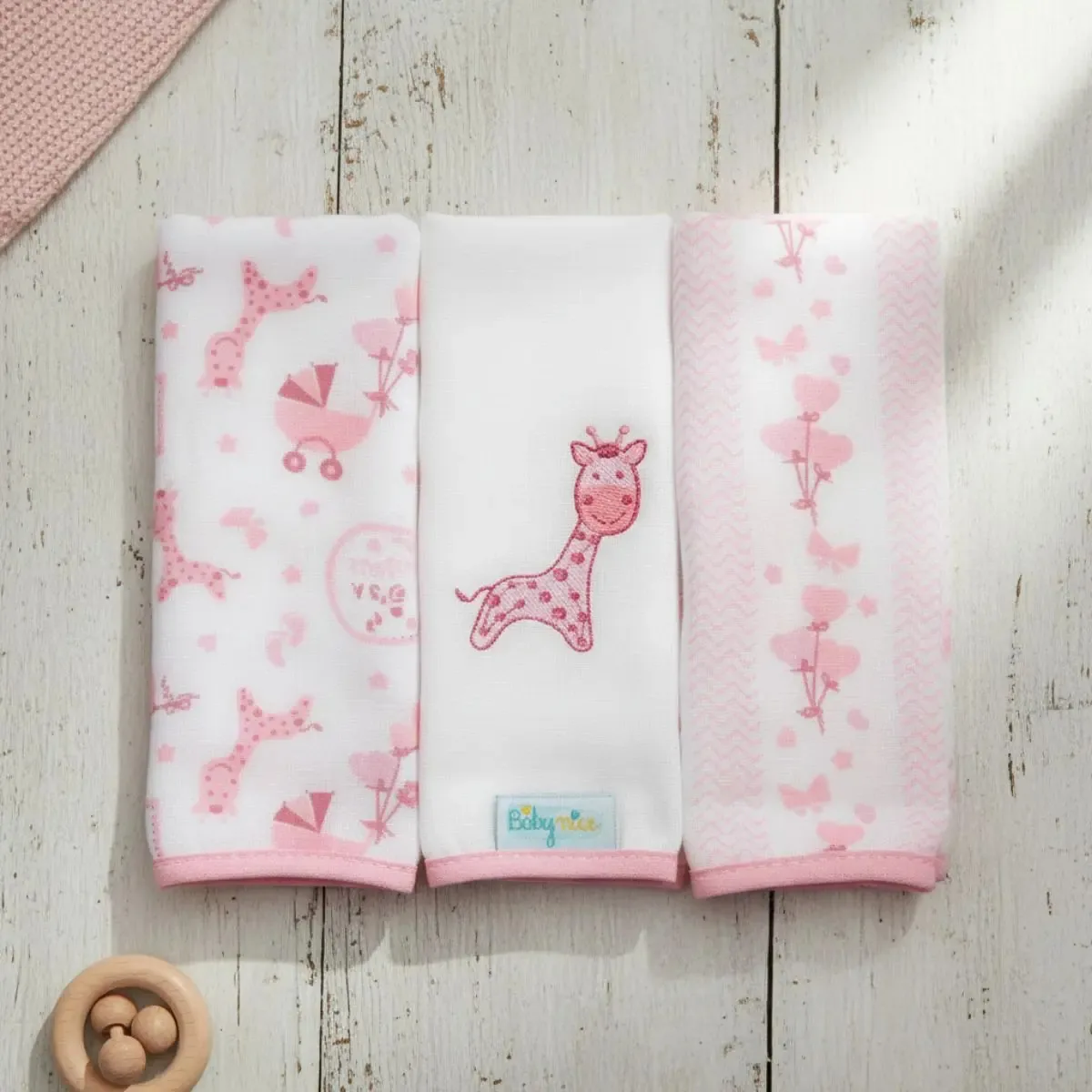Kit 3 Paninhos Boca Fralda Bordado E Estampado Menina Macio