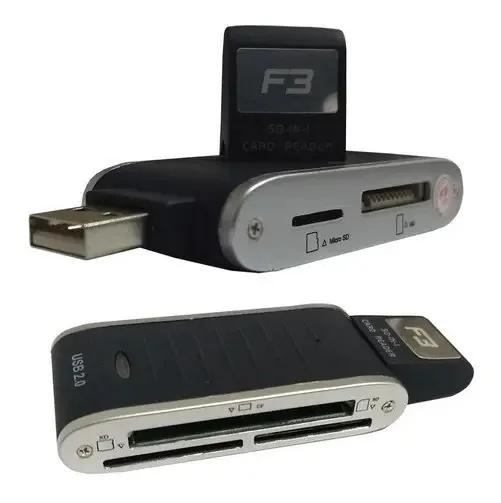 Leitor de Cartão Memória USB 2.0 F3 JC-LT2.0 5 em 1 Preto