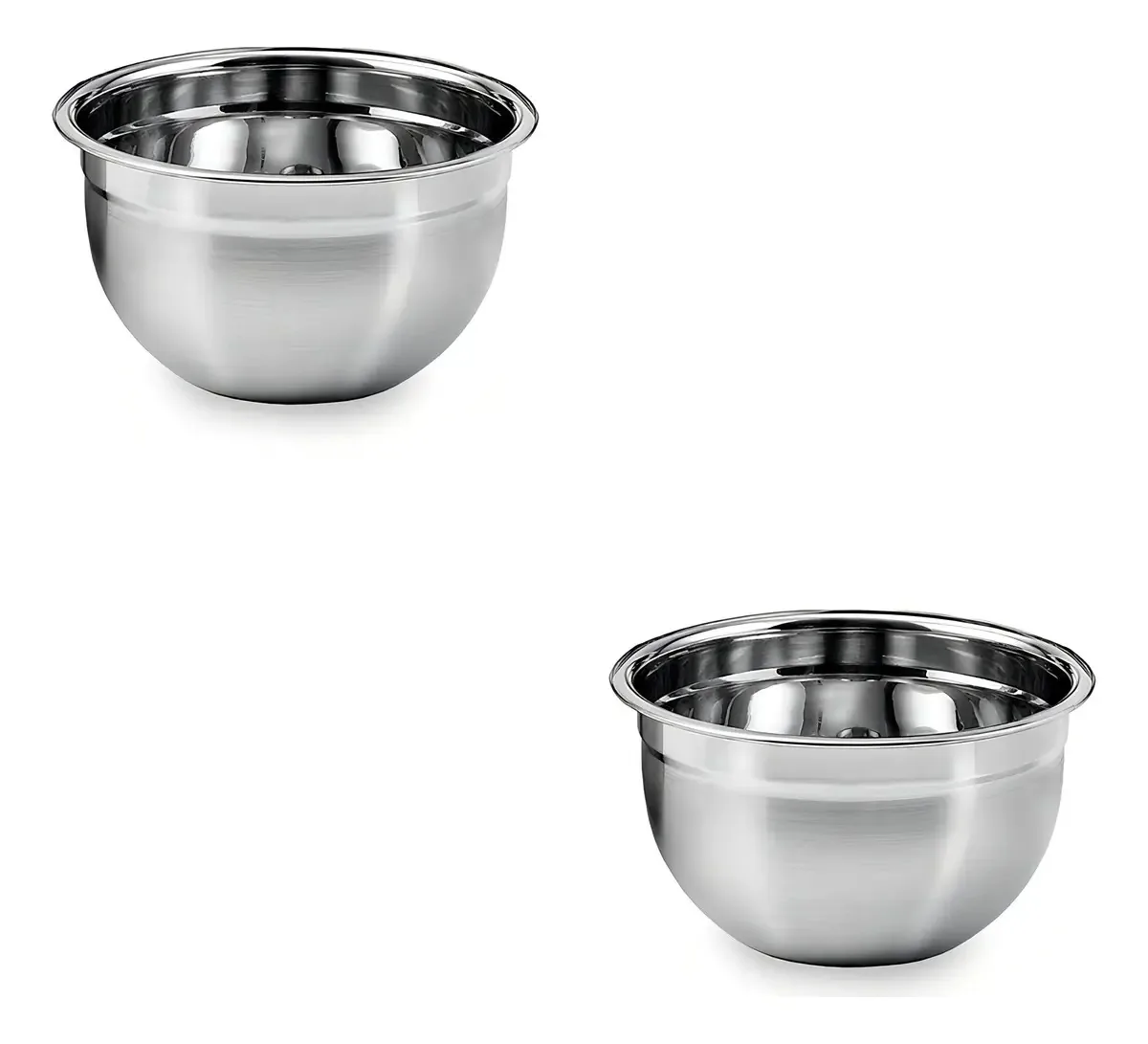 2 Tigelas Mixing Bowl - 22x12cm 1800ml Cor Inox