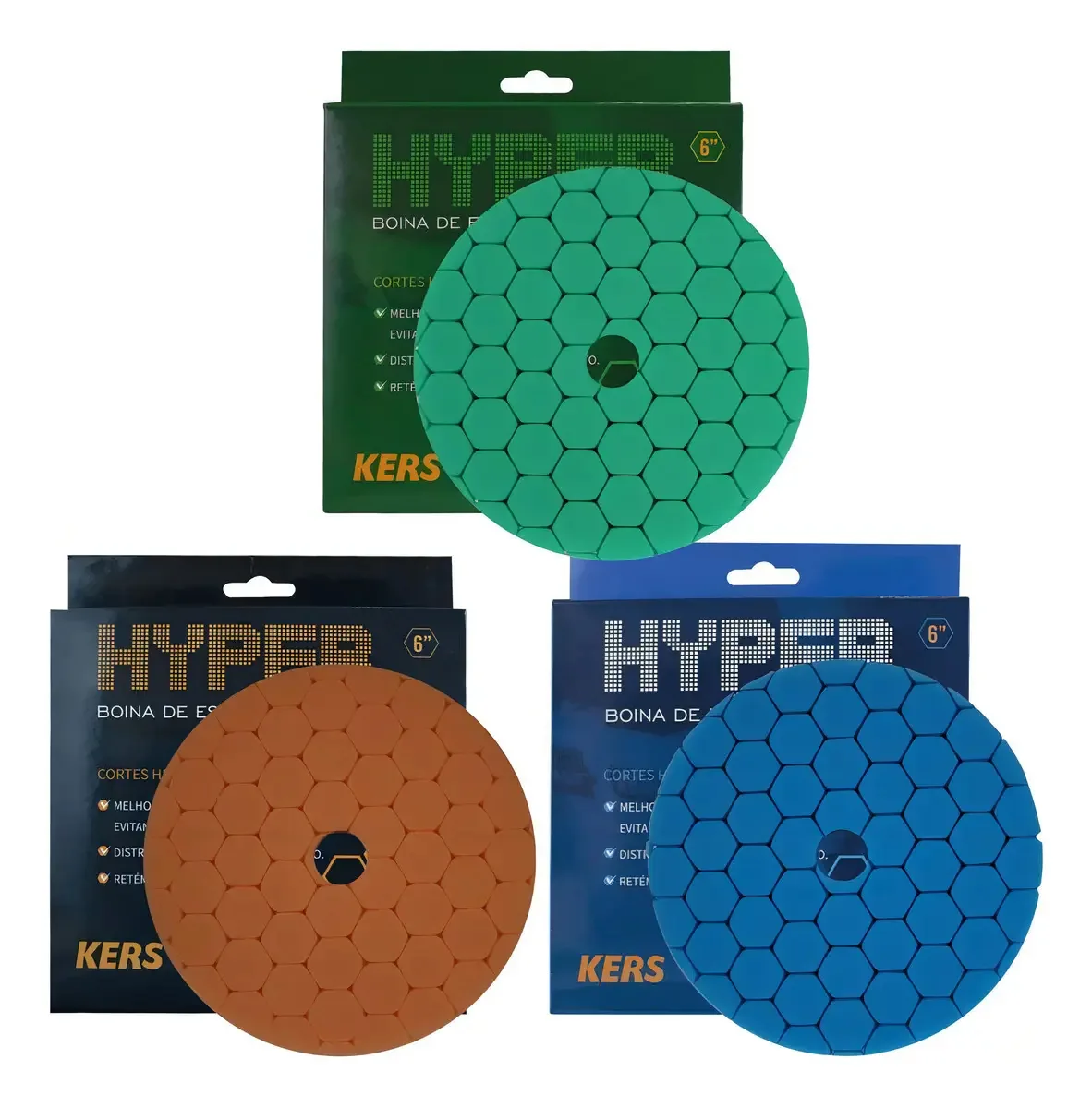Kit Boinas De Espuma Corte Refino E Lustro 6 Pol Hyper Kers
