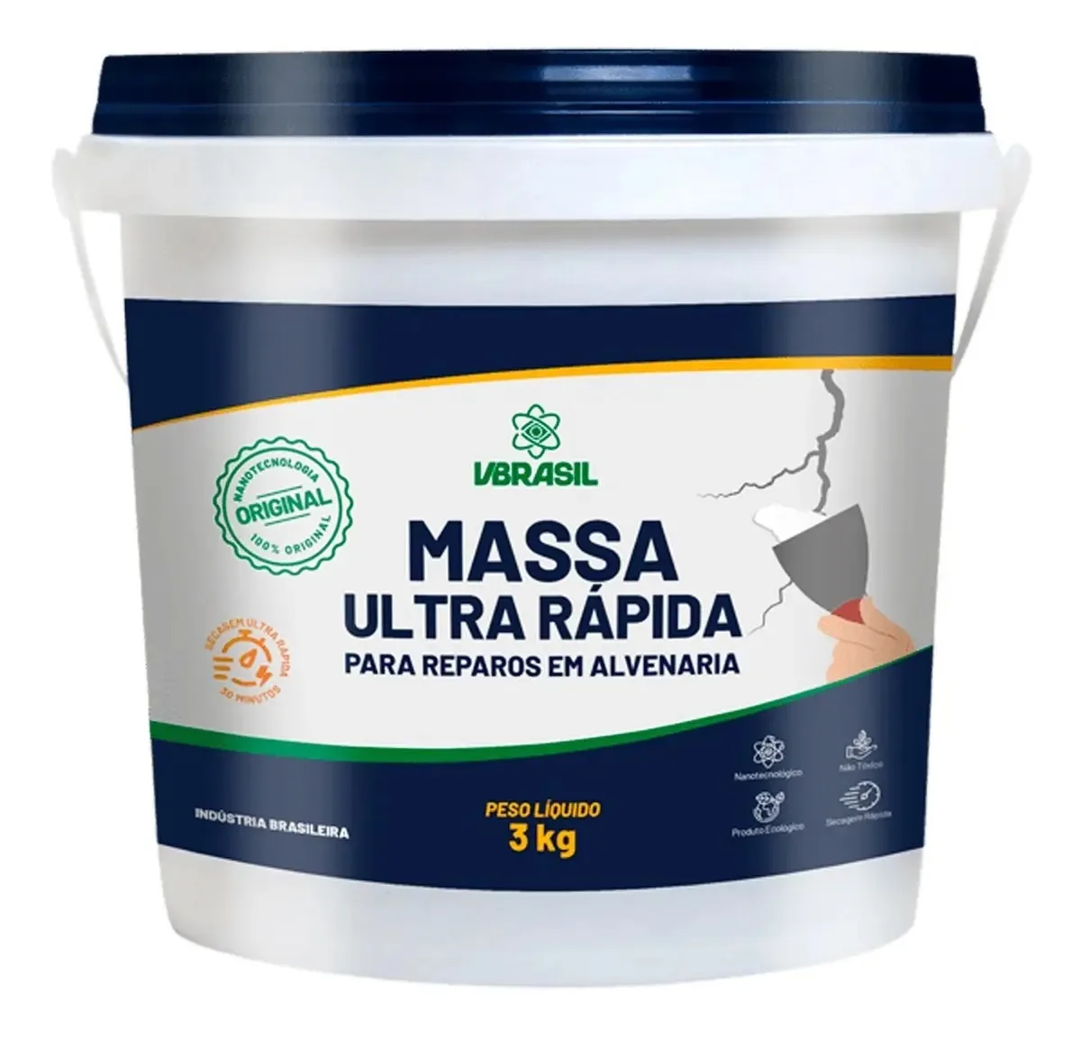 Massa Rápida Vbrasil Branco 500g para Reparos