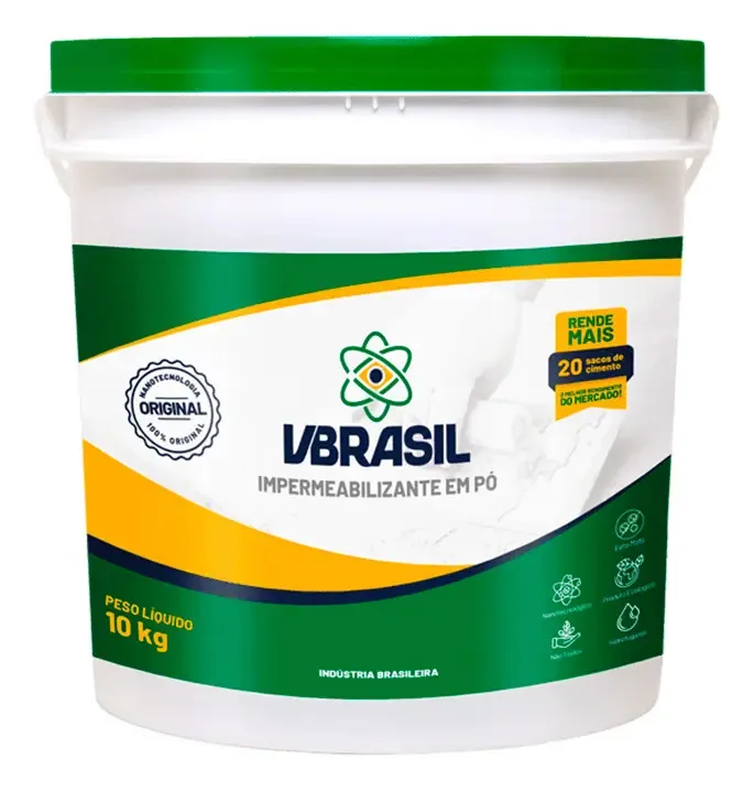 Rejunte Impermeabilizante VBRASIL Pó Branco Acizentado 10kg Construção