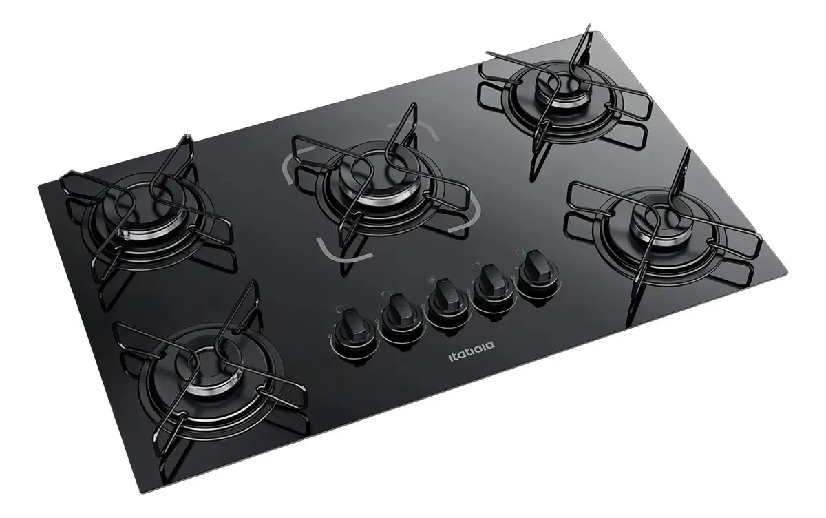 Kit Balcão Cooktop Itatiaia 2 Portas C/fogão Cooktop 5 Bocas Cor Nature/Preto