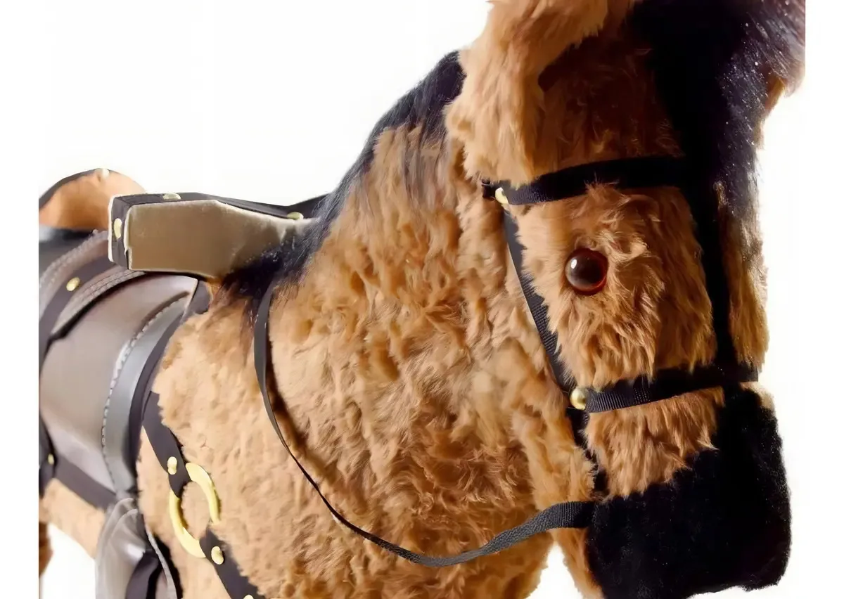 Cavalo Cavalinho Brinquedo Pelucia Infantil Montar Luxo Cor Cortiça