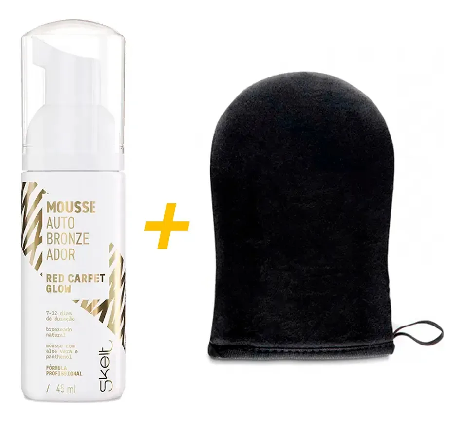Kit 2x1 Skelt Mousse Autobronzeador 45ml + Luva Aplicadora
