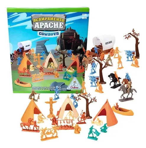 Soldadinhos de Brinquedo Acampamento Apache Cowboys Gulliver 36 Peças