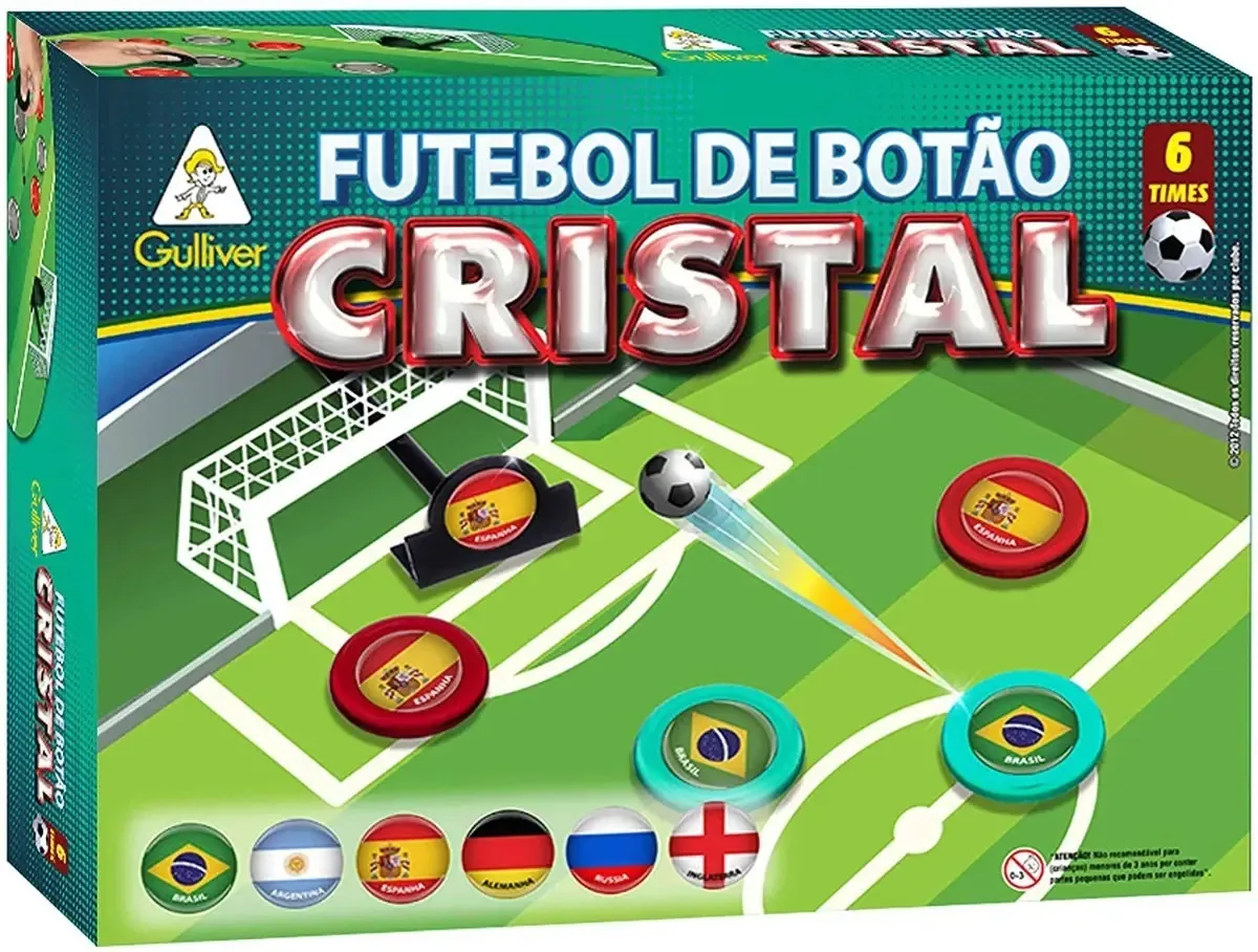 Jogo Futebol de Botão Gulliver Cristal Times Brasil Argentina Espanha