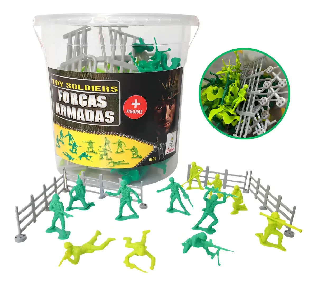Soldadinhos De Brinquedo Gulliver Exército 60 Peças Plástico Verde