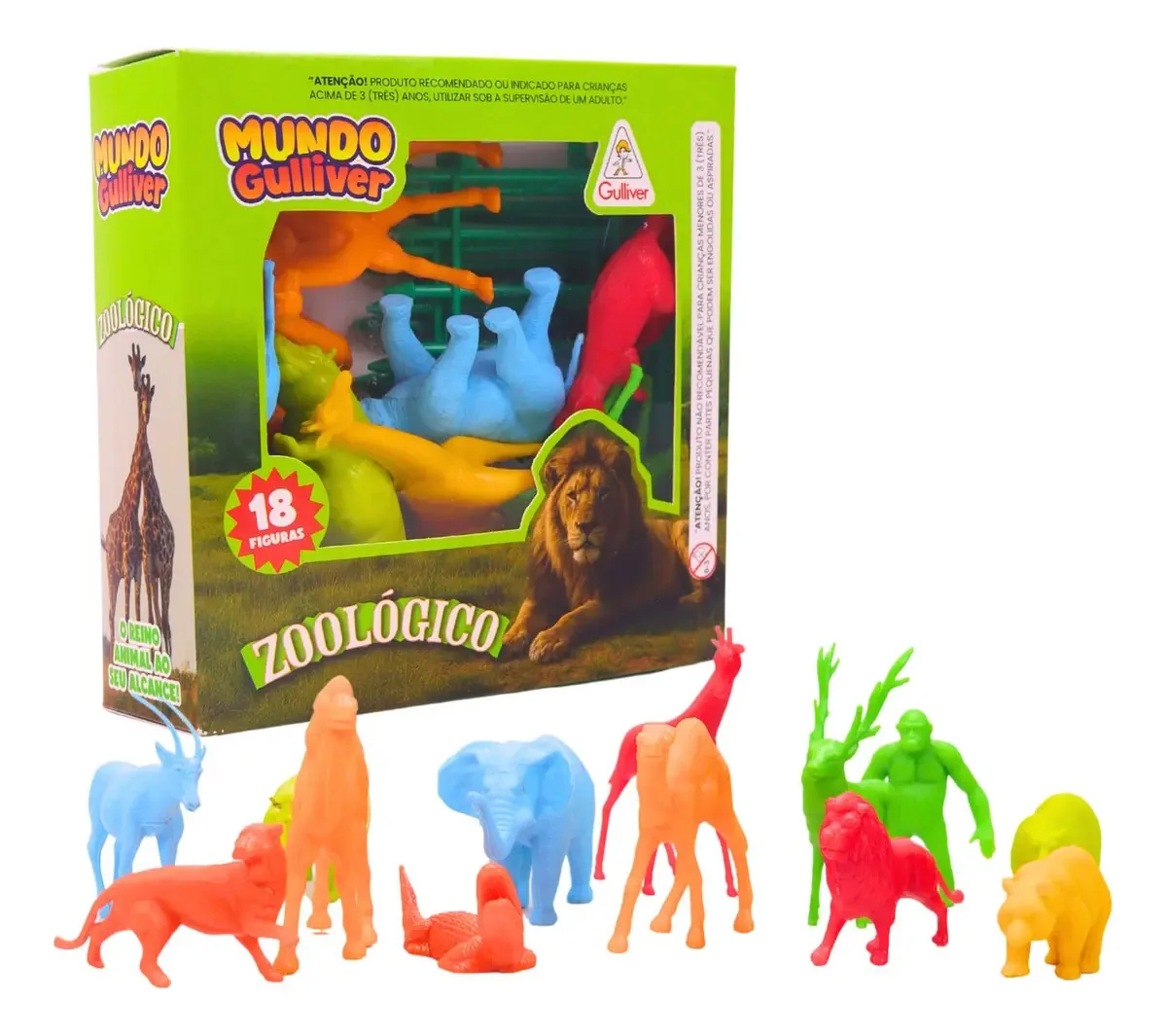 Figuras Animais Plástico Gulliver Zoológico 18 Peças Modelo 0961