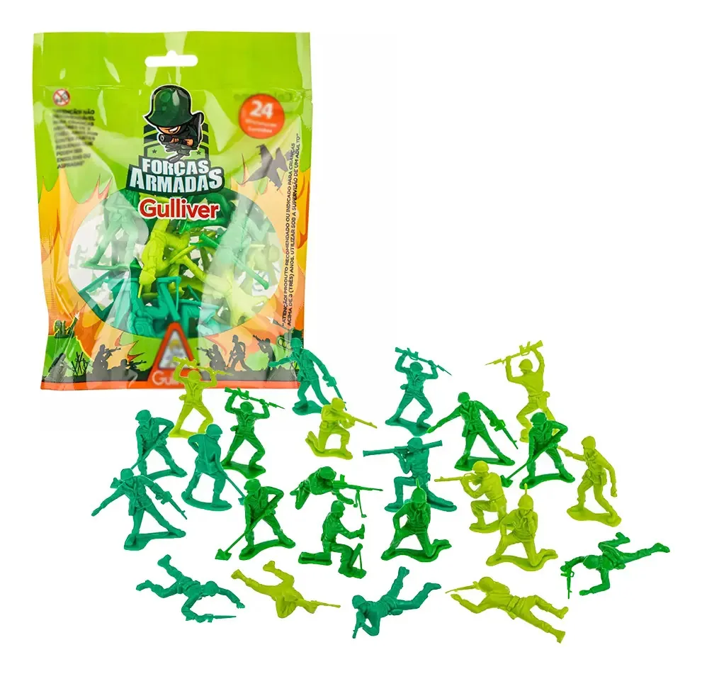 Soldadinhos de Brinquedo Gulliver Verde Plástico 24 Peças