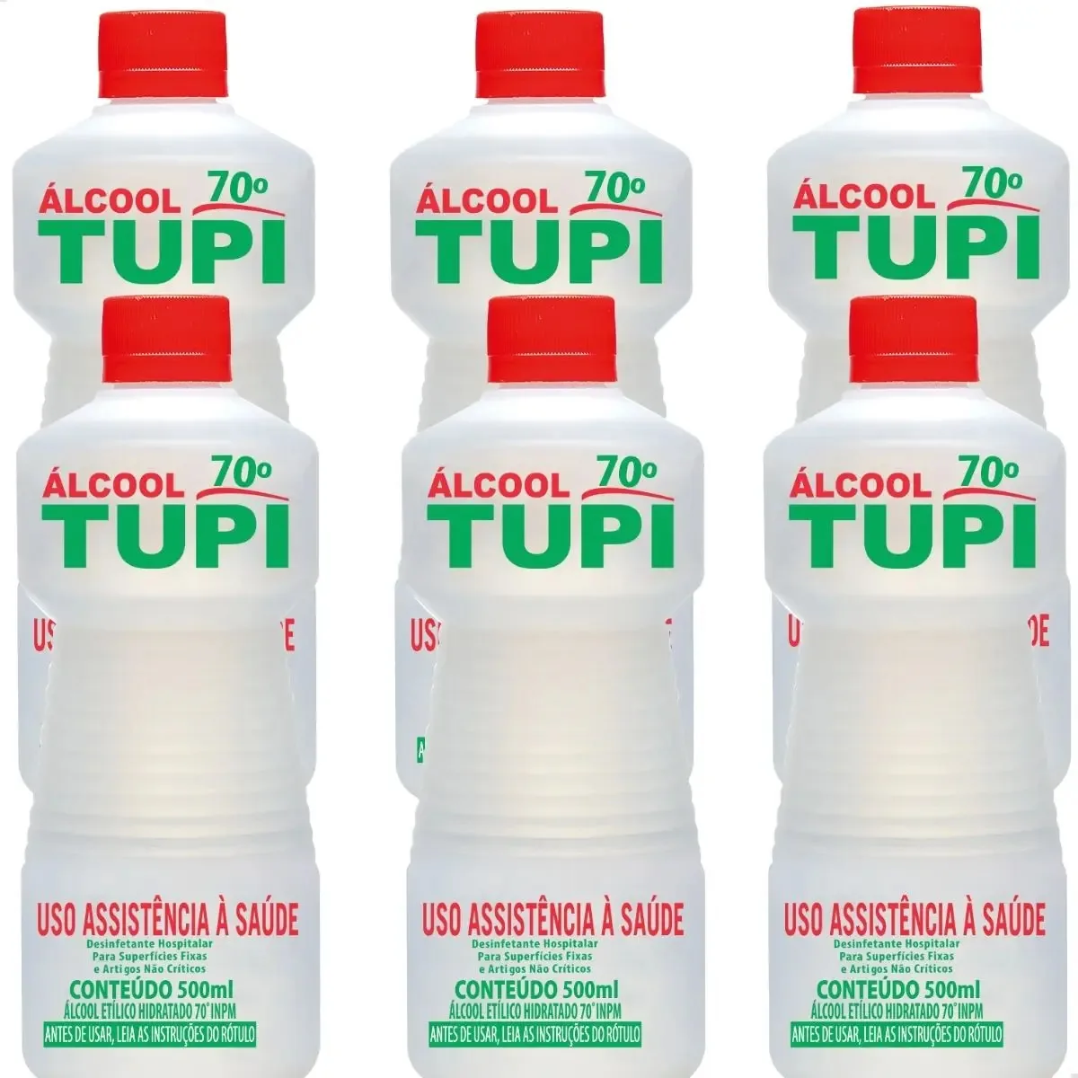 6x Álcool 70 Premium Tupi Limpa Tela Placa 70% - 6 Litros