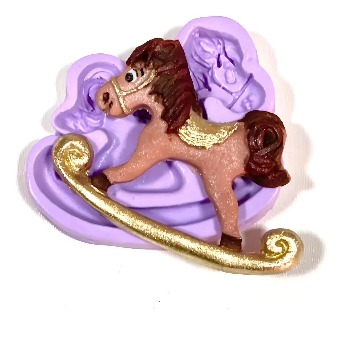 Molde Silicone Cavalinho MS Para Confeitaria e Artesanato Lilás