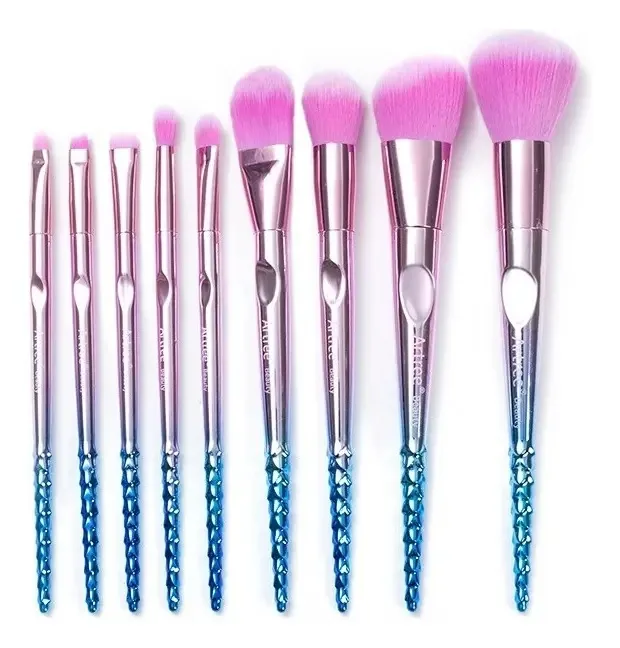 Kit De Pinceis Maquiagem Com 9 Pincéis Cor Cinza