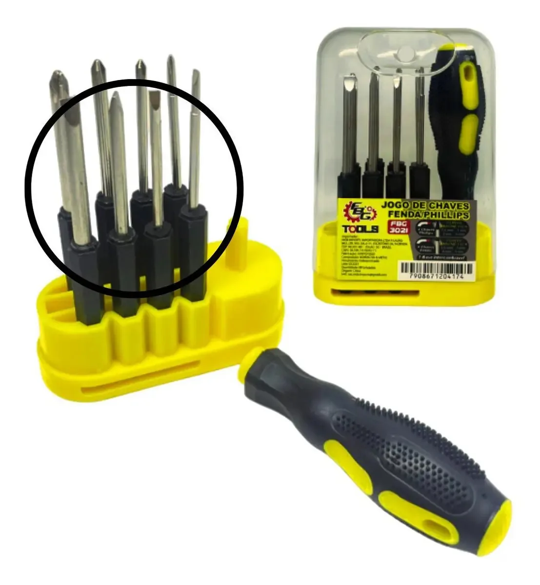 Fbg-3021 Kit Chave Fenda E Philips Com 9 Peças