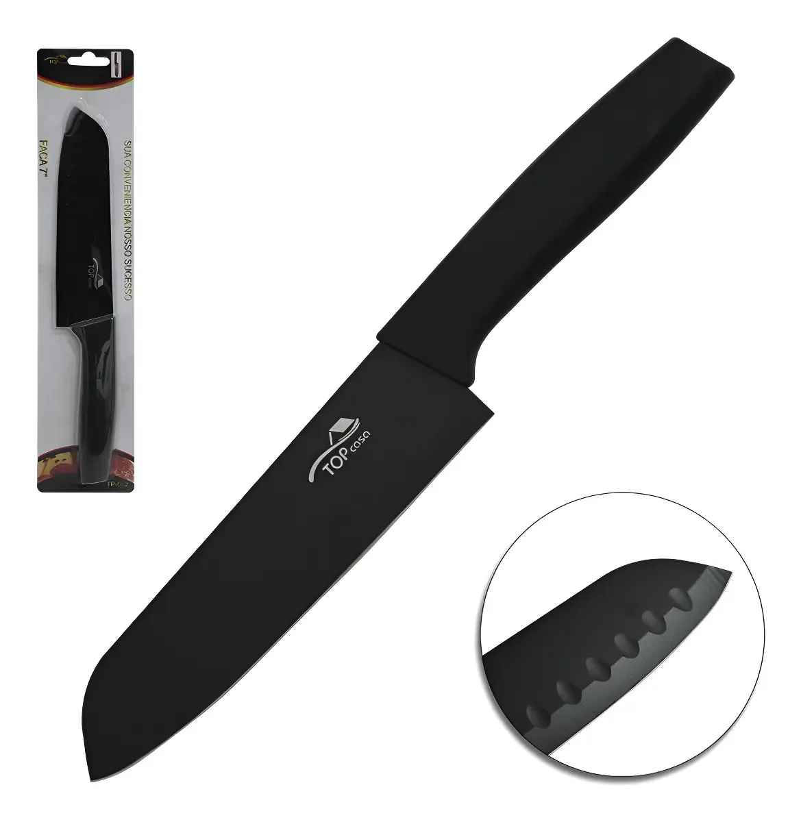 Faca De Cozinha 7' Top Casa Faca Cozinha Faca Santoku Cor Preto