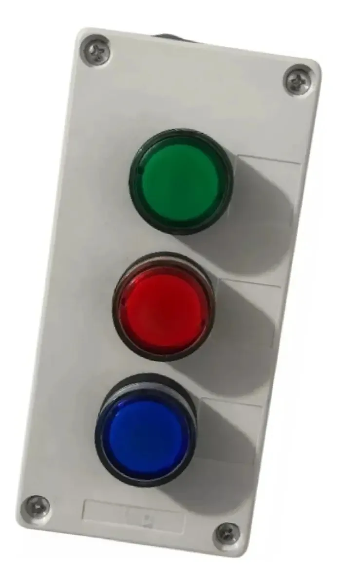 Botoeira Com Botões Luminosos Verde Vermelho E Azul 24v
