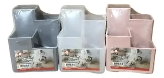Organizador Multiuso Plástico Quadrado 4 Divisórias Mesa