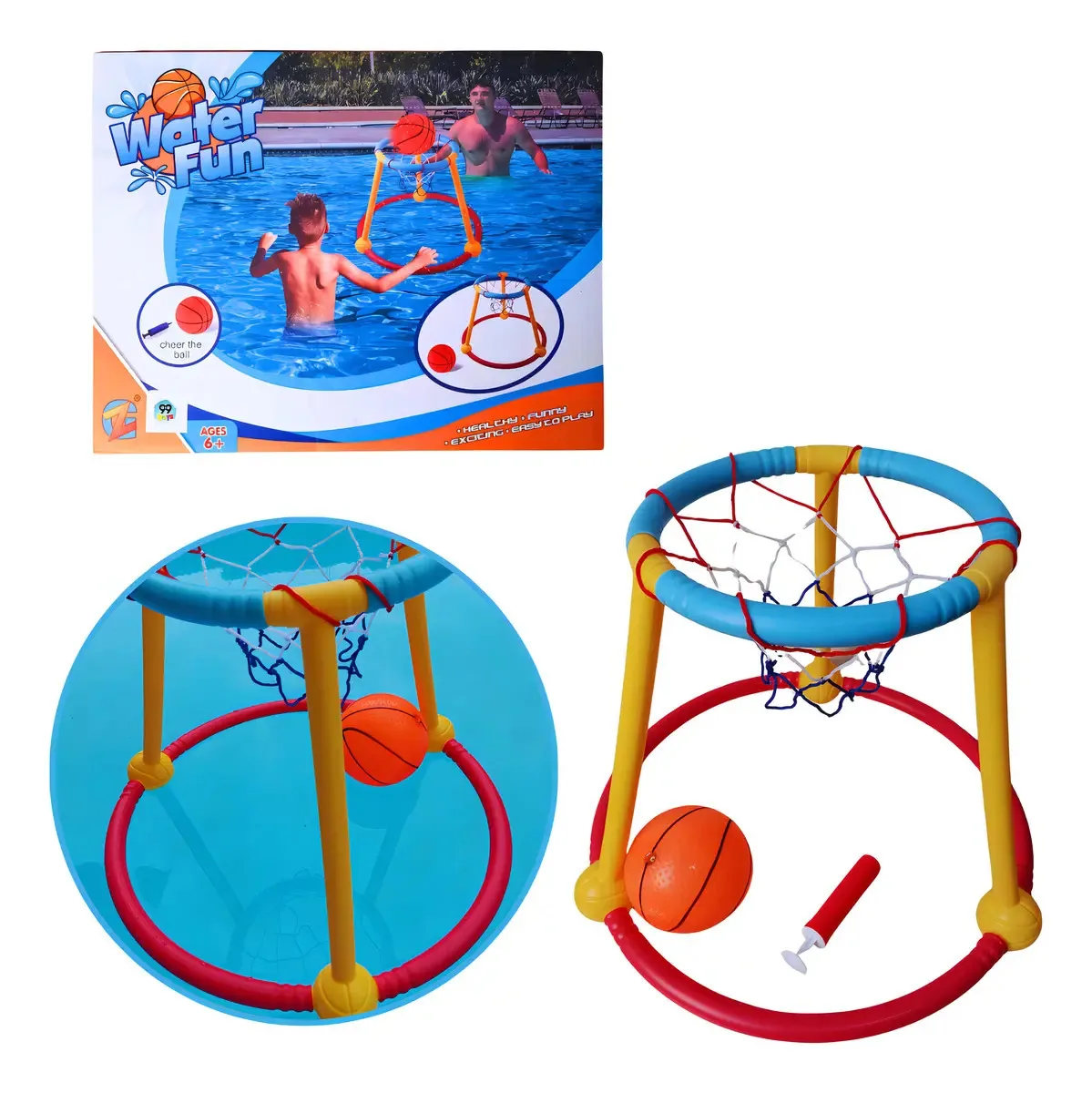 Cesta de Basquete Flutuante Piscina com Mini Bola e Bomba Inclusas