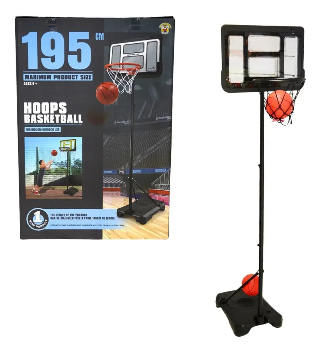 Cesta Tabela De Basquete Ajustável Aro Com Bola E Bomba