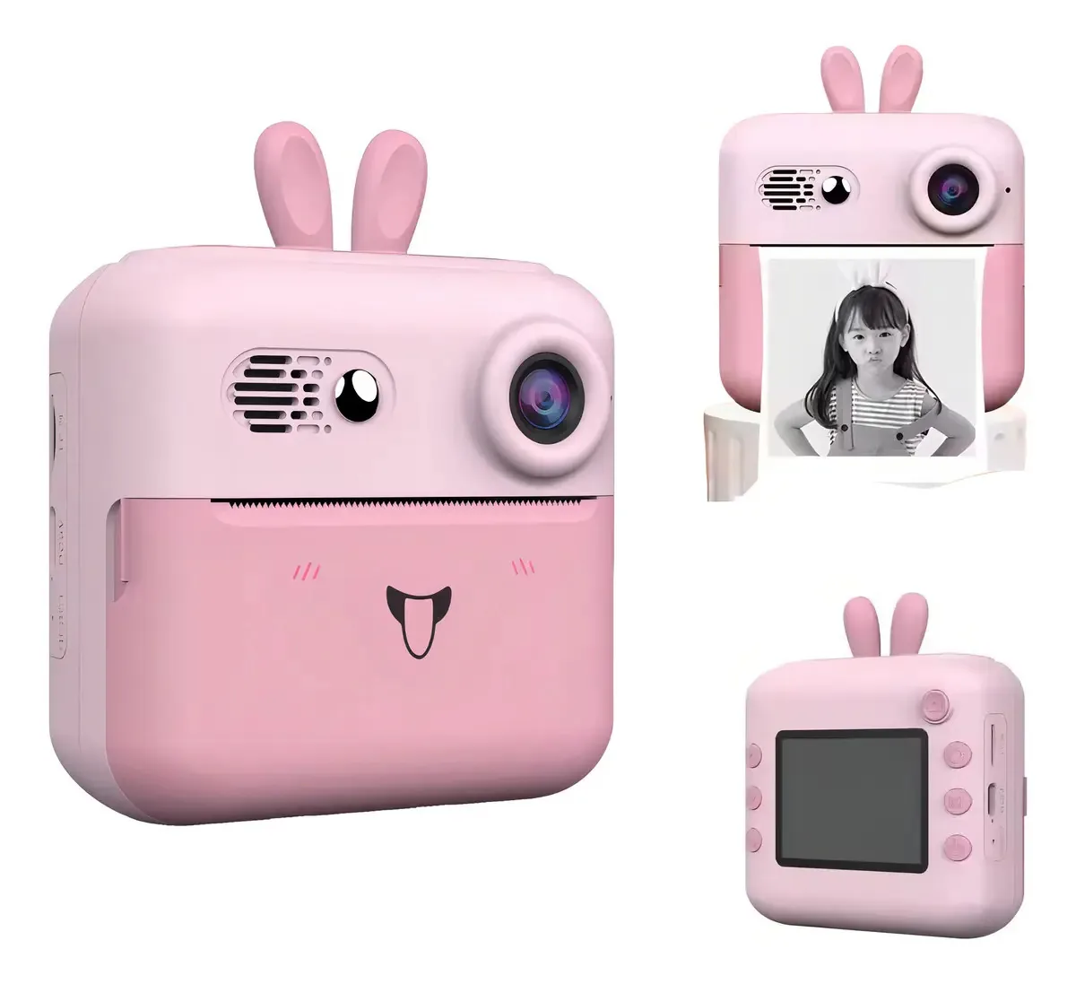 Câmera Digital Instantânea Impressão Infantil Hd Foto Vídeo Cor Rosa